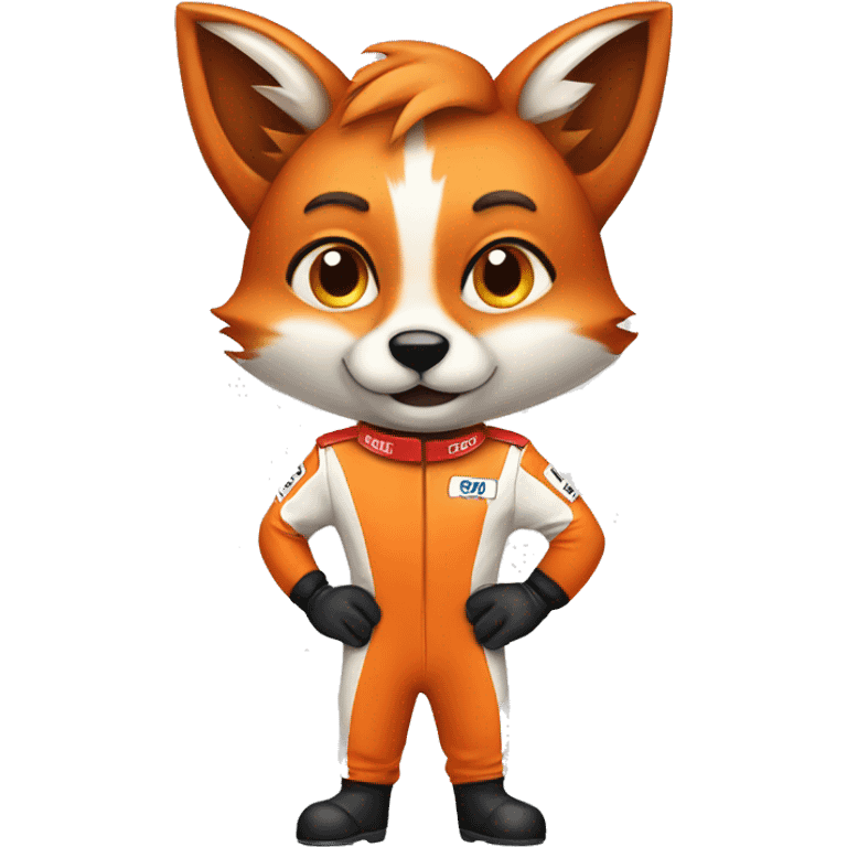 cartoon fox animal as a racing driver emoji