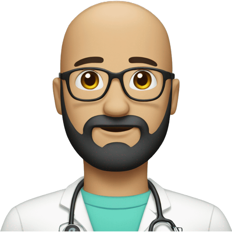 Bald tan doctor crown black beard emoji