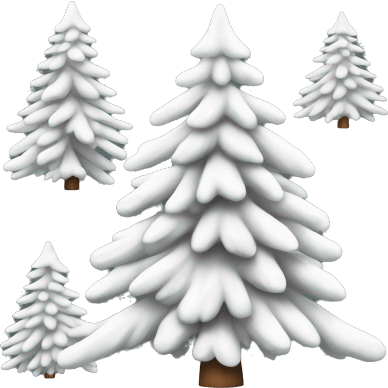 Realistic pure white Douglas fir christmas  tree isolated full image. emoji