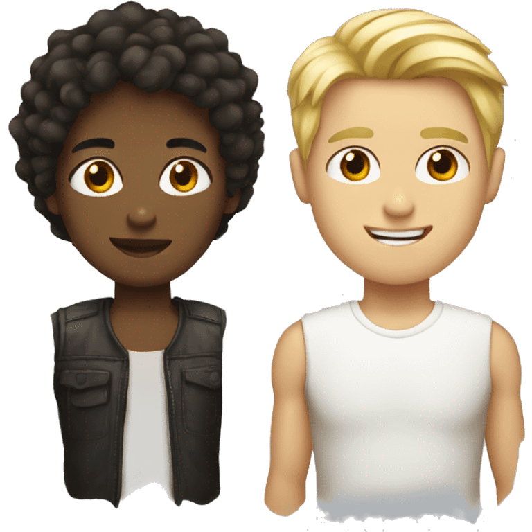 Girl with dark brown hair and a guy with blonde hair emoji