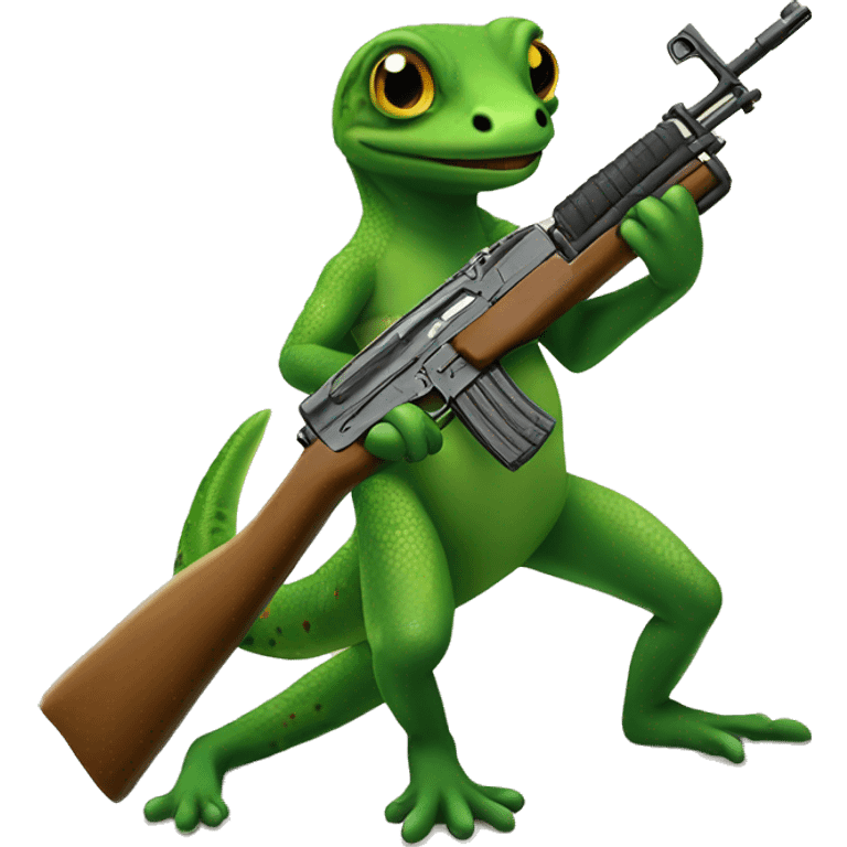 gecko with an ak47 emoji