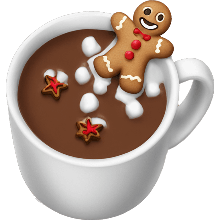 hot chocolate with gingerbread man in it emoji