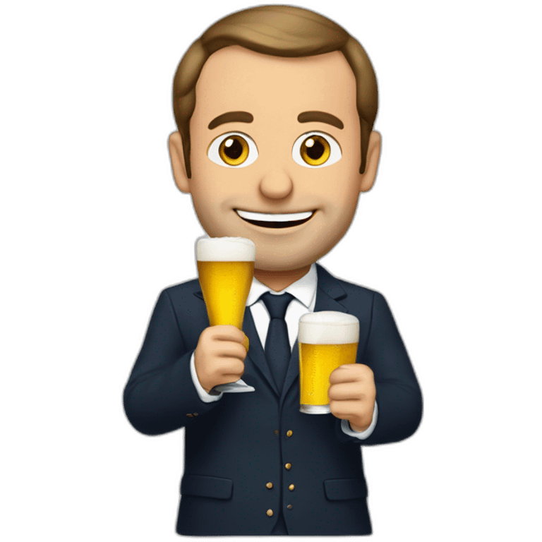 Macron avec une bierre emoji