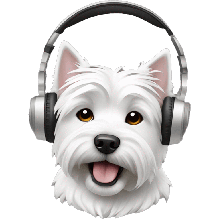 White west highland terrier with headphone emoji