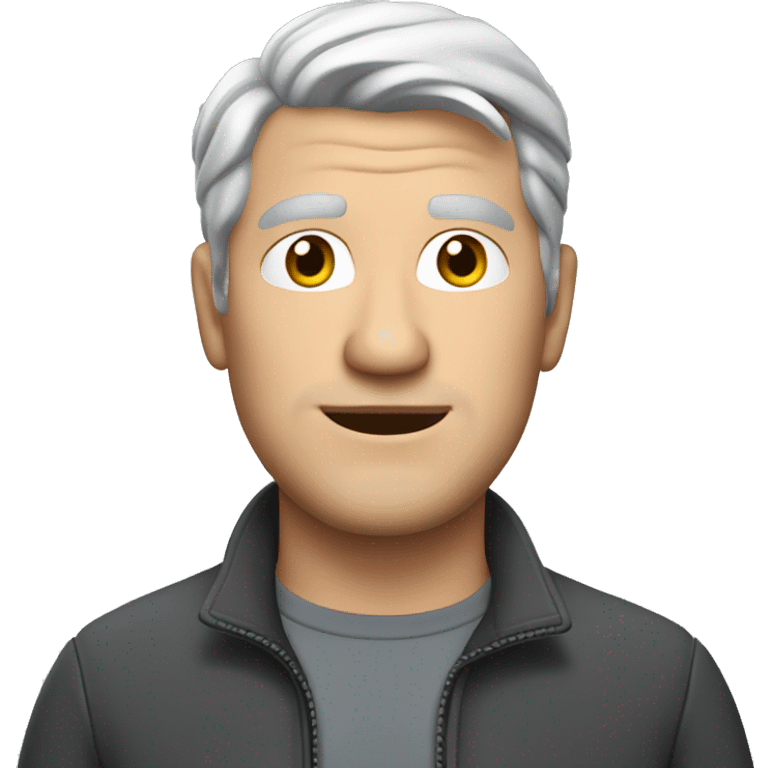 Slightly overweight white with grey hair man wearing Thrudark branded clothes from head to toe emoji