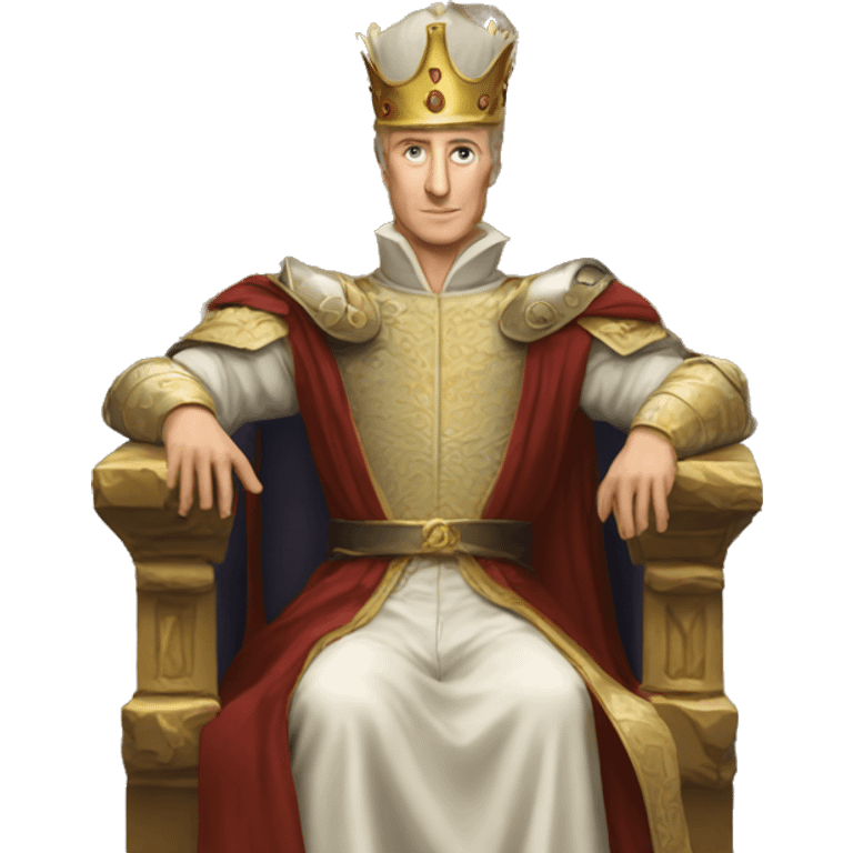 king baldwin IV raising his hand  on throne emoji