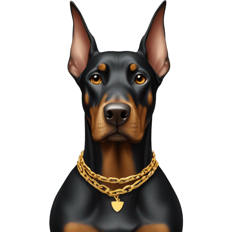 doberman wearing gold chain emoji