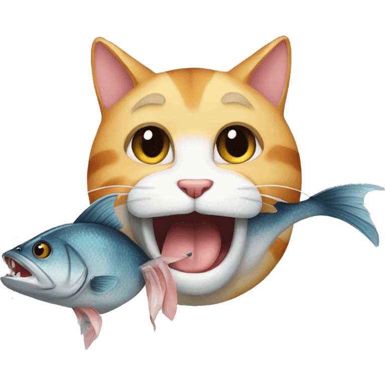 A cat eating a fish emoji