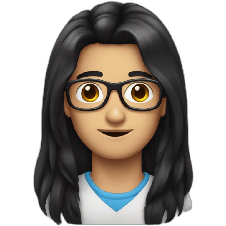 Long black hair nerd emoji