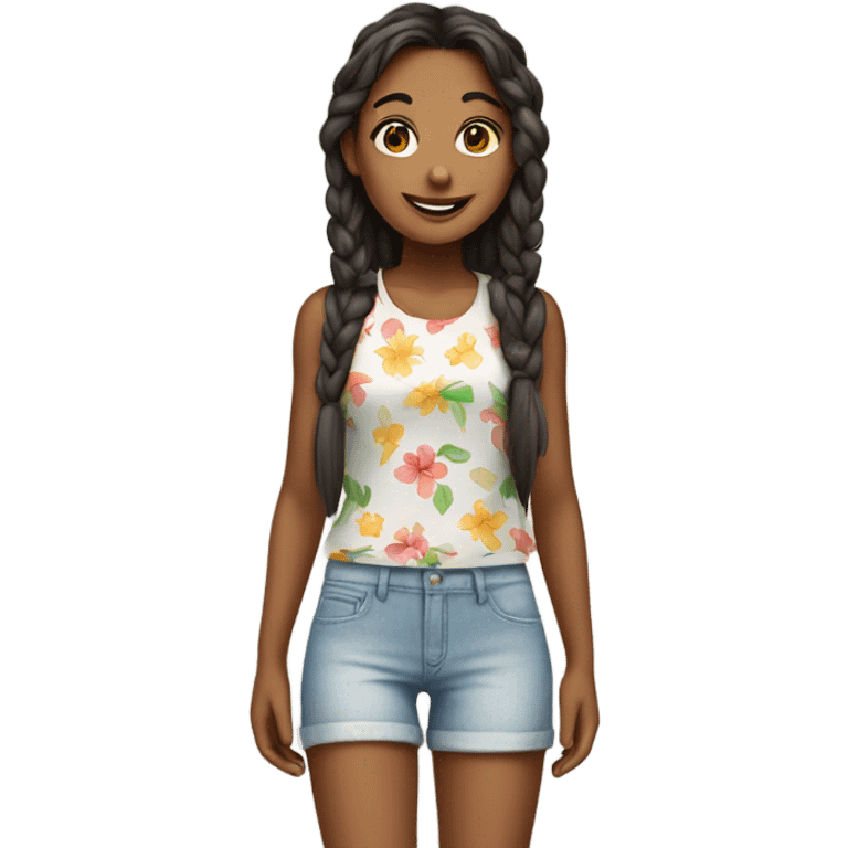 smiling girl in summer outfit emoji