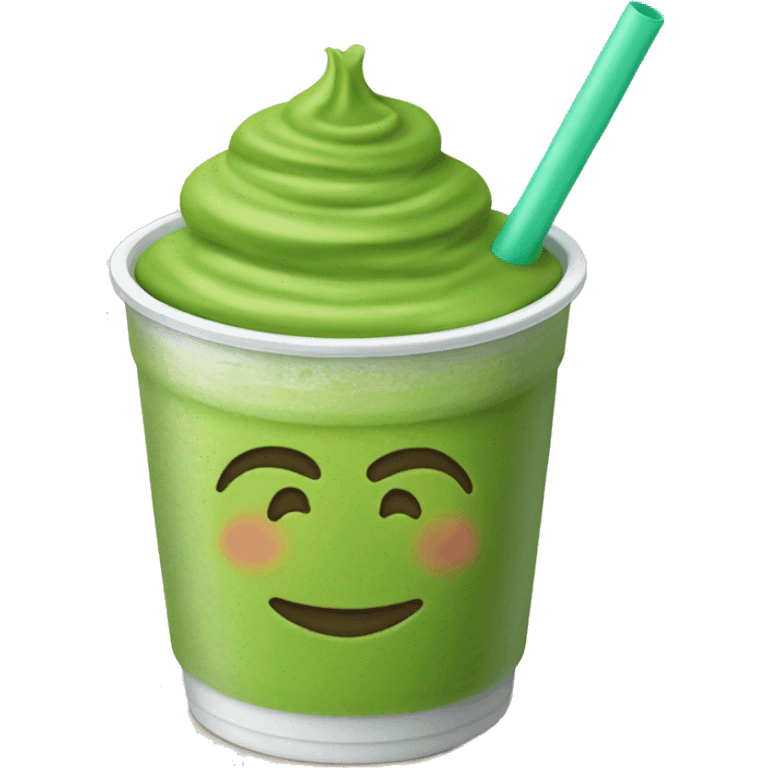 Matcha in a plastic cup with straw emoji