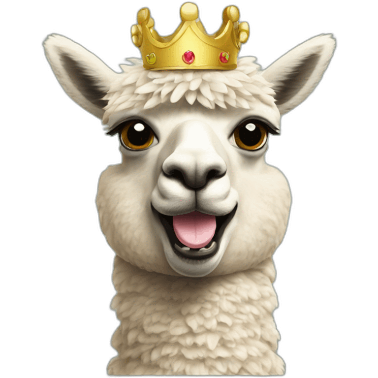 An alpaca with a crown drinking beer  emoji