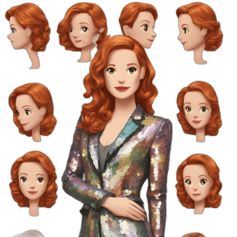 Audrey fleurot smooth hair multicolored sequined suit emoji