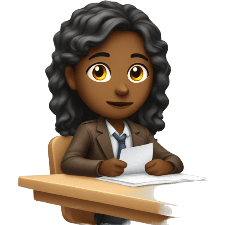 need sitting in a school desk taking an exam brown skin emoji