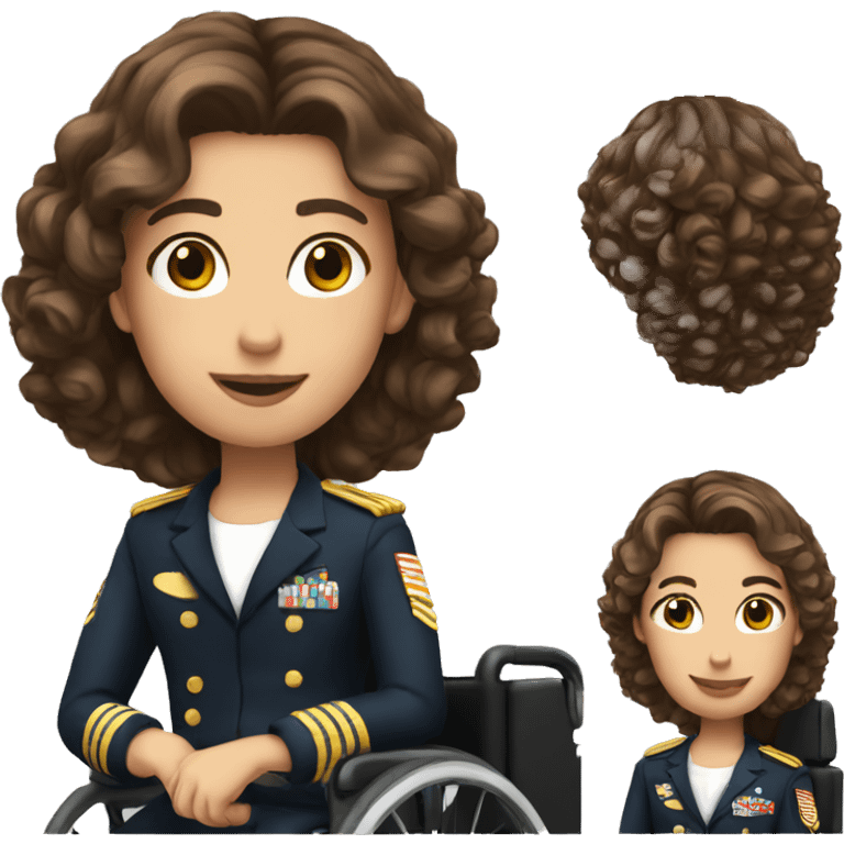 Naval captain with brown hair in wheelchair  emoji