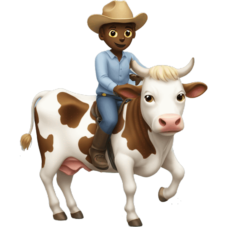 cat riding a cow emoji