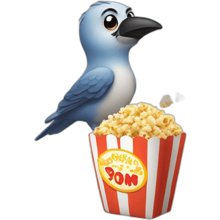 Bird eating popcorn emoji