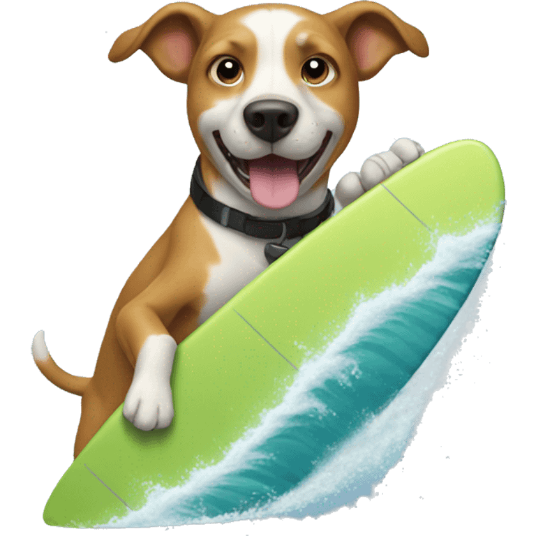 Dog doing surf emoji