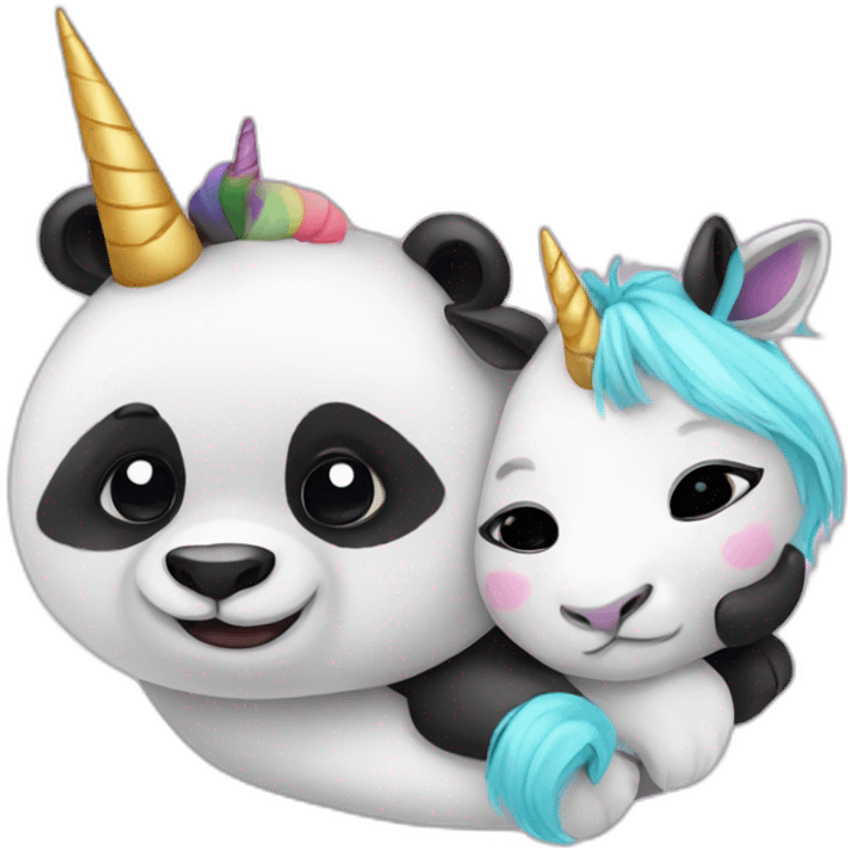 panda and unicorn snuggling emoji