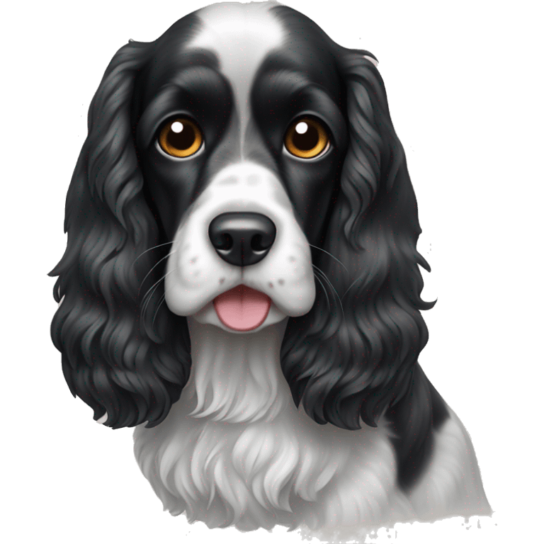 Black and white cocker spaniel dog emoji