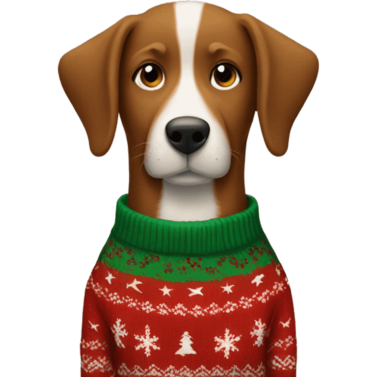 Brown dog in christmas sweater emoji