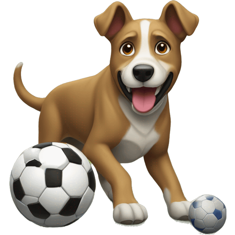 Perro jugando futbol emoji