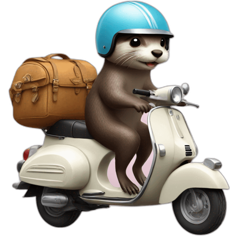 otter riding a vespa wearing helmet emoji