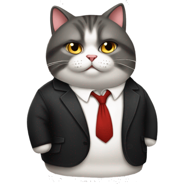 Mafia cute and cool chubby cat emoji