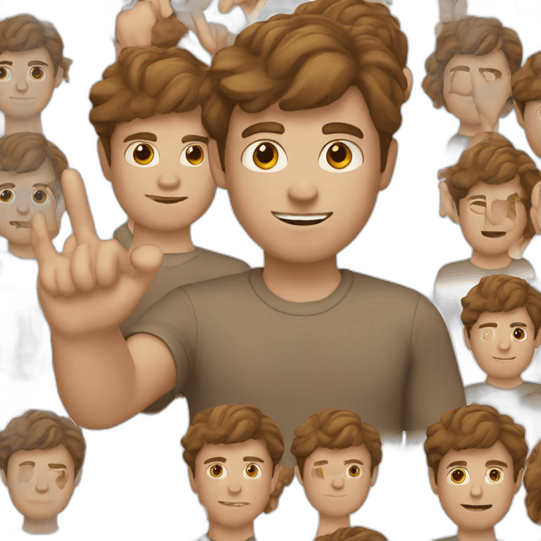 man with brown hair make hi with his hand emoji