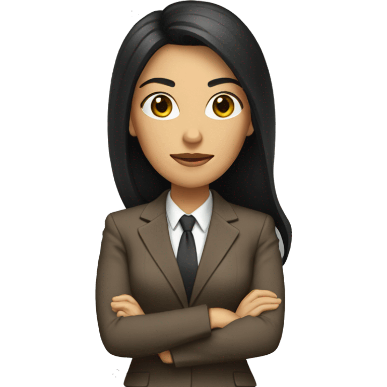 Female defense attorney with long black hair with brown suit emoji