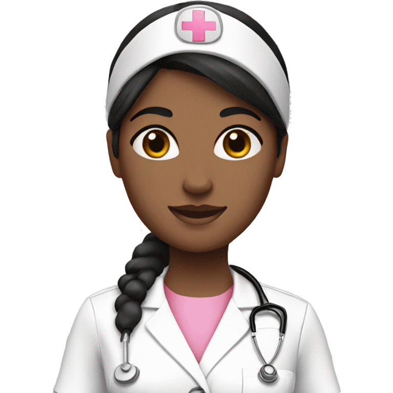  1 Nurse ,white woman, black hair ,pink scrubs  emoji