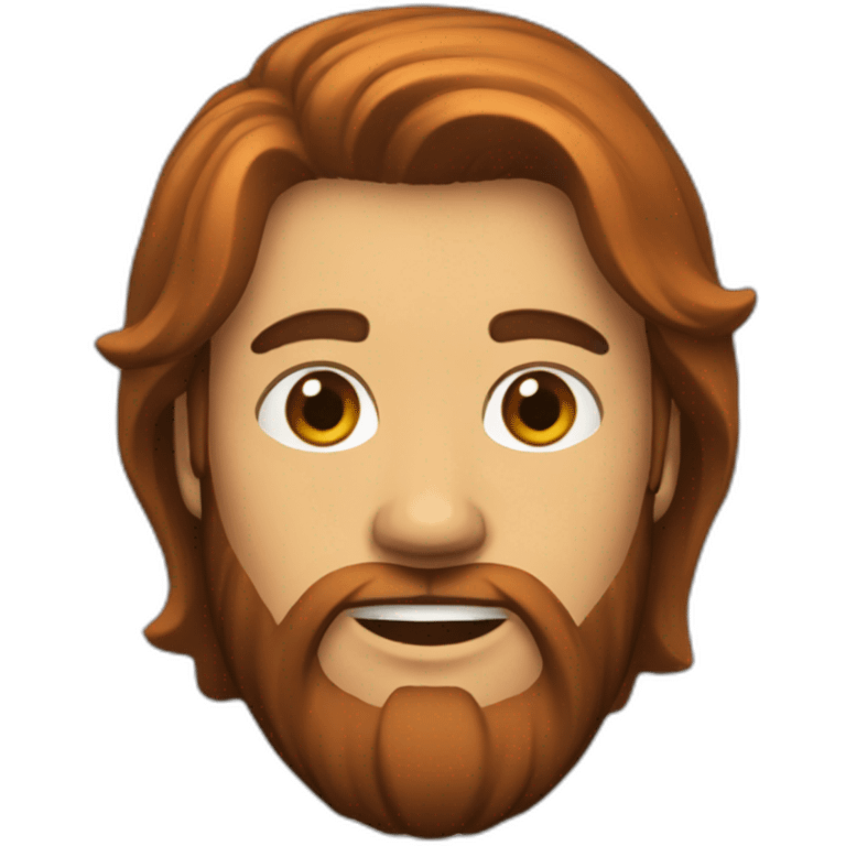 A guy with a beard, mid-length hair colored orange on one side and brown on the other side emoji