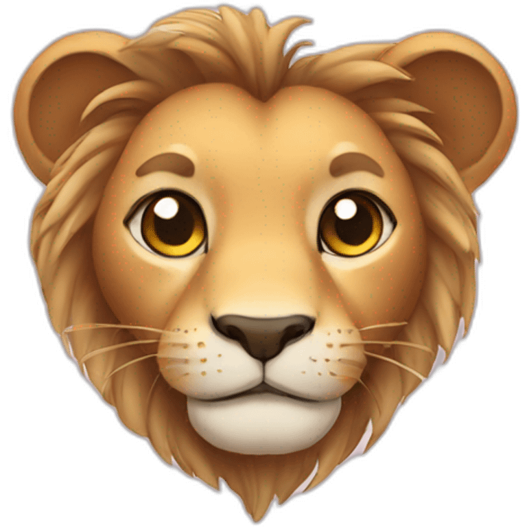 a cute lion head with heart-shaped eyes emoji