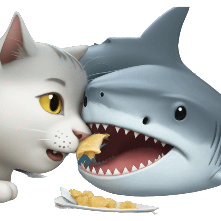 Cat eating shark emoji