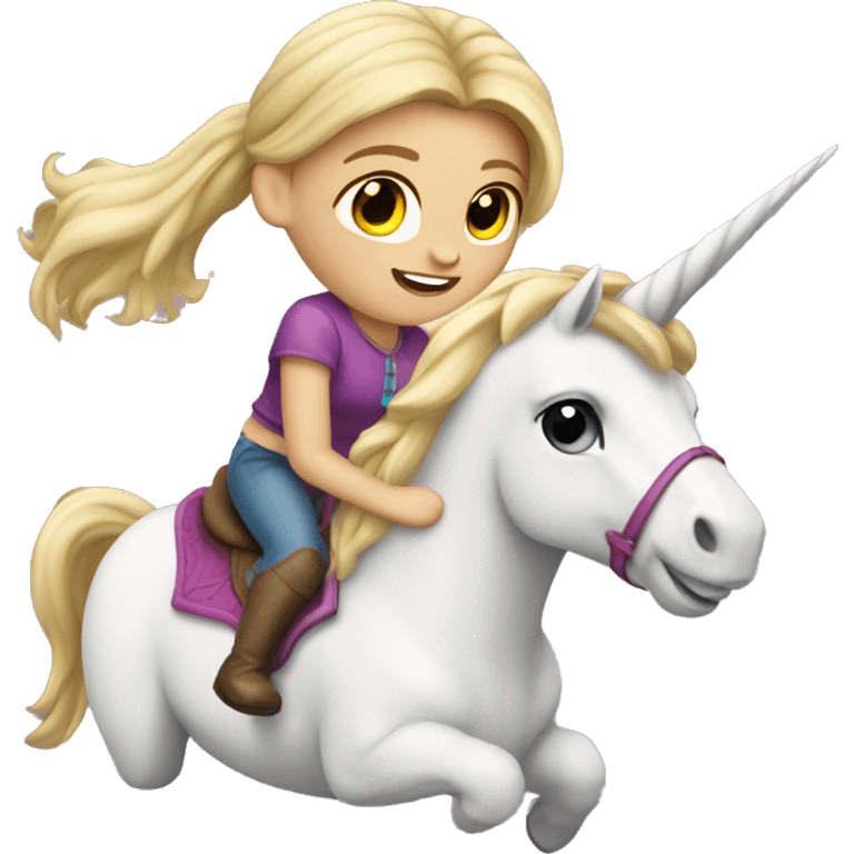 Blonde haired girl riding a unicorn  emoji