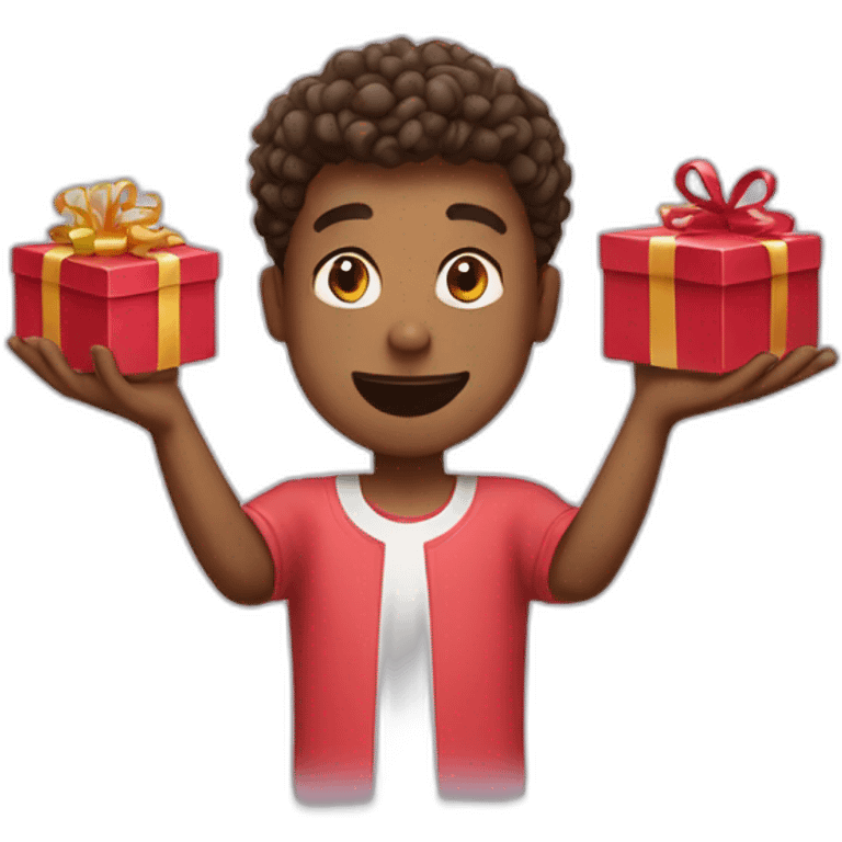 guy opening gift love emoji