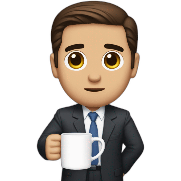 Michael Scott holding up a “Worlds Worst Boss” mug emoji