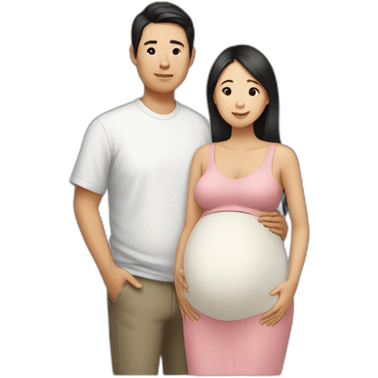 Asian couple pregnant  emoji