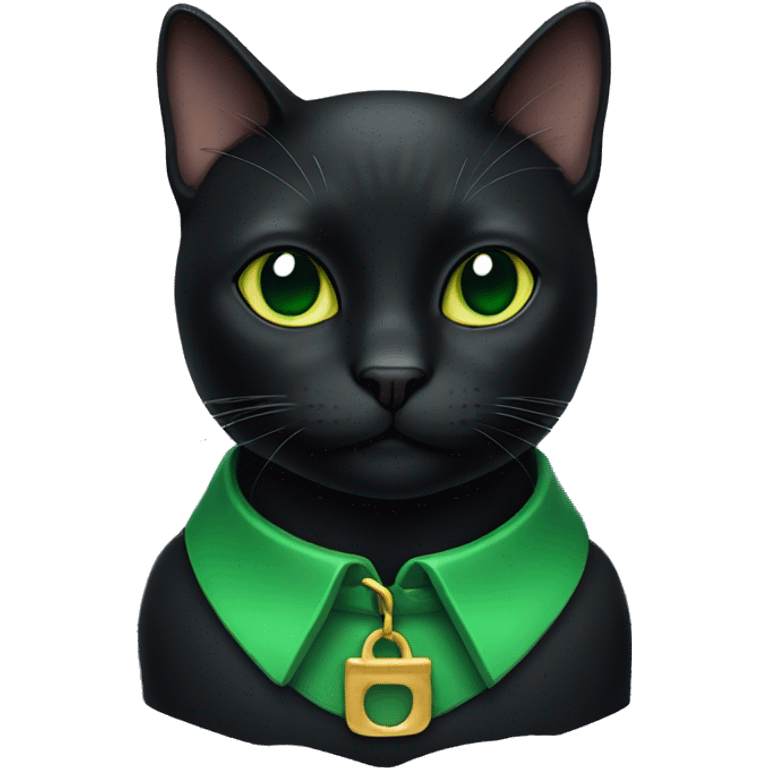 black cat with green collar emoji