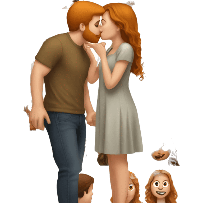 Brown hair girl kissing ginger guy emoji