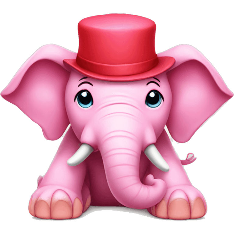 Pink elephant with red hat emoji