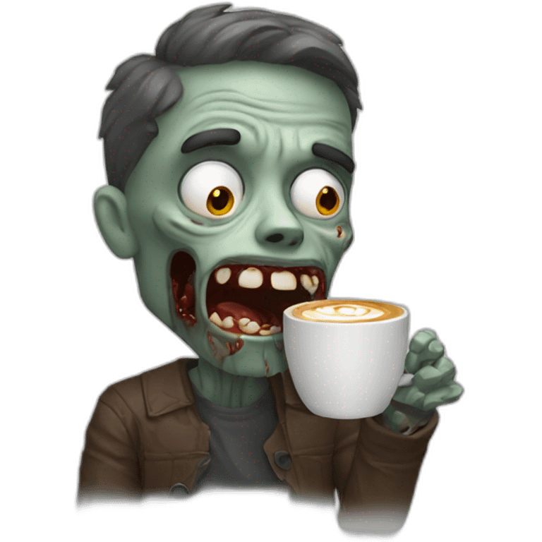 A designer that looks like a zombie drinking a capuccino  emoji