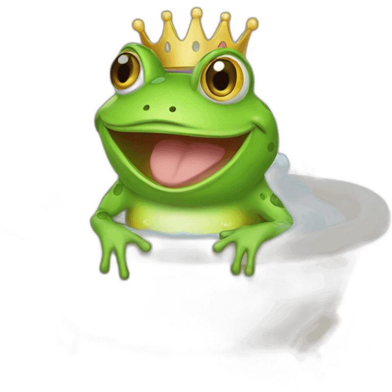 Queen frog in her bath emoji