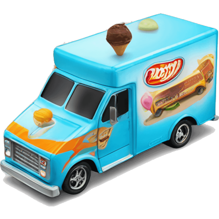 hot wheels sporty 20 foot long juice hole Ice Cream step van  emoji