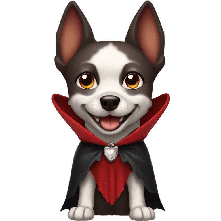 dog vampire with cape that shows canine teeth emoji