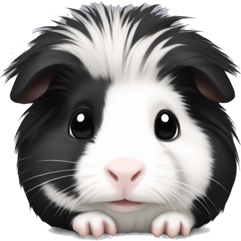 Long haired black and white guinea pig baby emoji