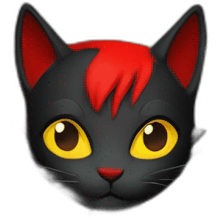 Chat noir avec neu rouge emoji