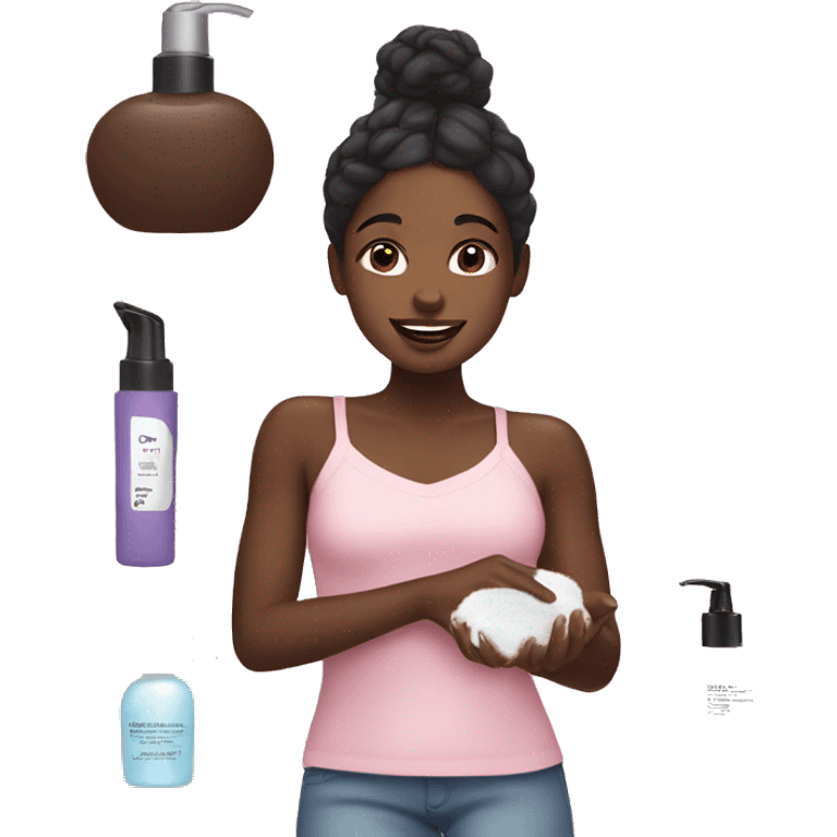 african american girl doing skincare emoji