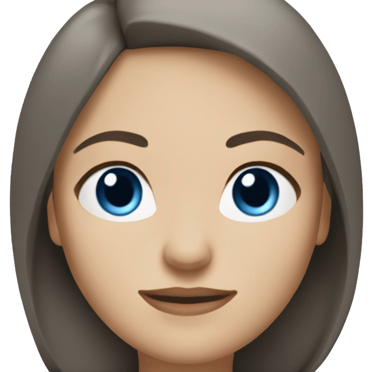 white woman with straight dark brown hair and blue eyes and neutral suit, no tie. emoji