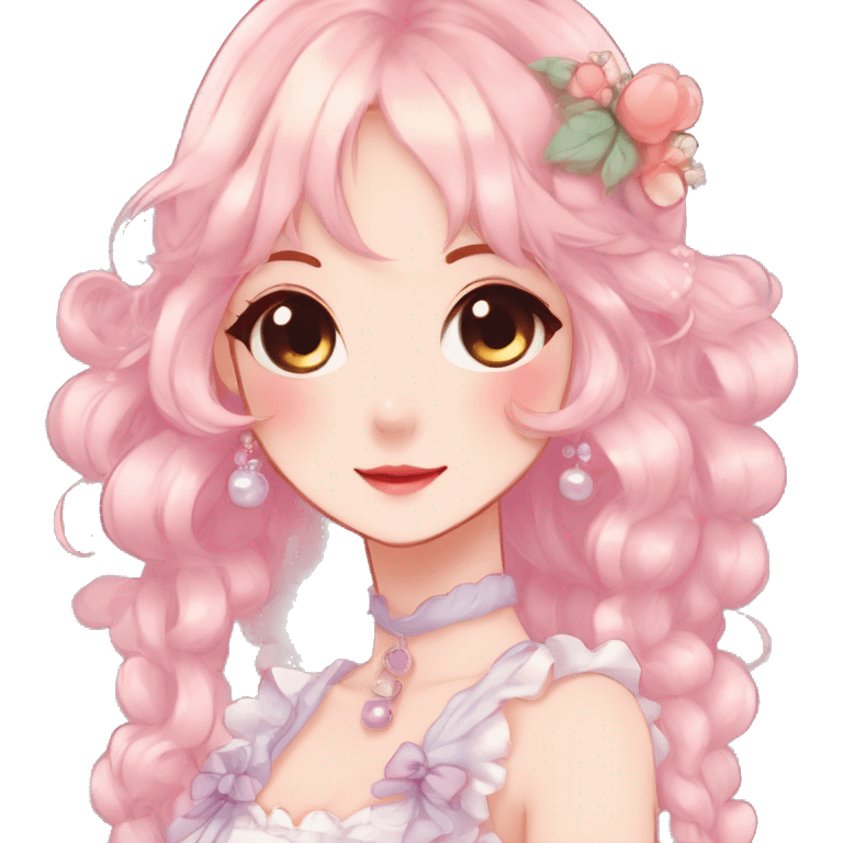 Gorgeous anime style lady with blushing face and accessories cottagecore fairycore  Kawaii anime colorful pearly romantic simplistic aesthetic trending stylea emoji